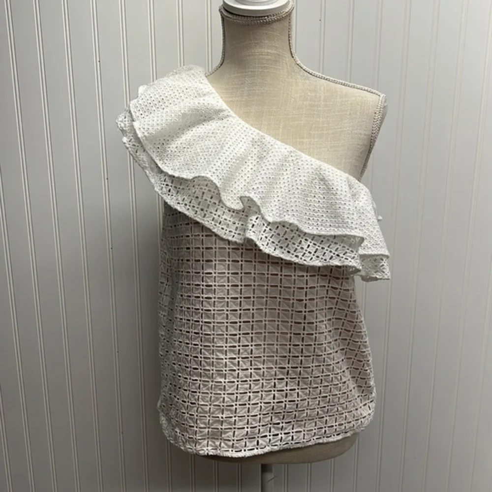 J.Crew One Shoulder Eyelet Top‎ Sz 4